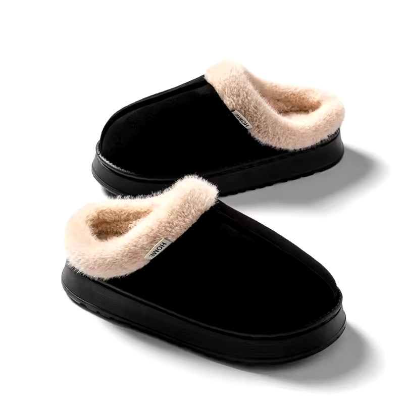 Zwarte Sloffen – Warme Pantoffels met Antislip