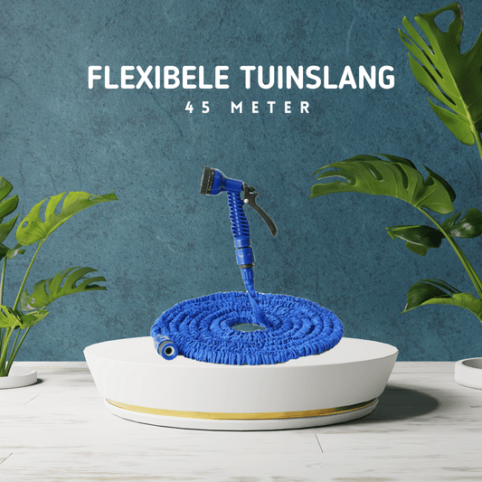 MOLOO Flexibele Tuinslang - Waterslang - Waterslang Flexibel - Tuinslang met Sproeikop - Blauw - 45m