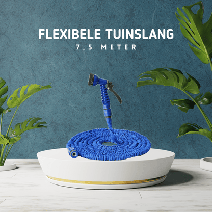 MOLOO Flexibele Tuinslang - Waterslang - Waterslang Flexibel - Tuinslang met Sproeikop - Blauw - 7,5m