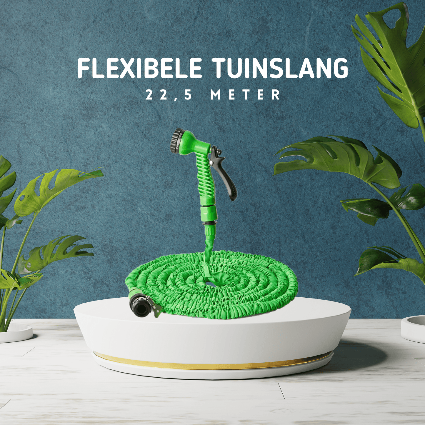 MOLOO Flexibele Tuinslang - Waterslang - Waterslang Flexibel - Tuinslang met Sproeikop - Groen - 22.5m