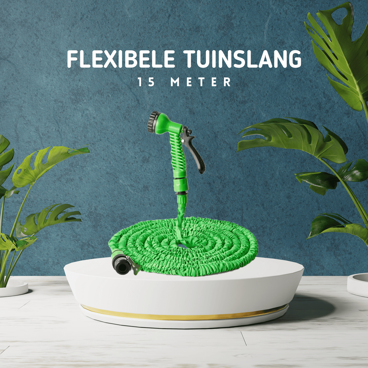 MOLOO Flexibele Tuinslang - Waterslang - Waterslang Flexibel - Tuinslang met Sproeikop - Groen - 15m