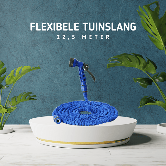 MOLOO Flexibele Tuinslang - Waterslang - Waterslang Flexibel - Tuinslang met Sproeikop - Blauw - 22.5m