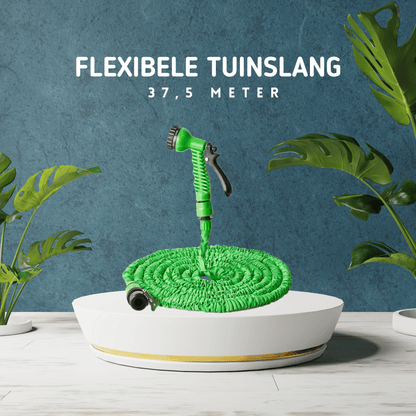 MOLOO Flexibele Tuinslang - Waterslang - Waterslang Flexibel - Tuinslang met Sproeikop - Groen - 37.5m